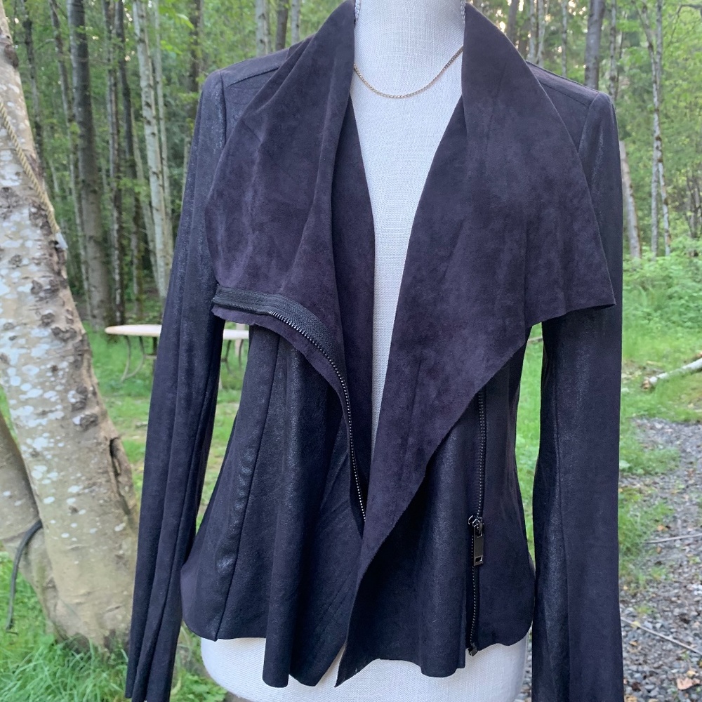 FOREVER 21 BLACK SUEDE BLAZER JACKET M 